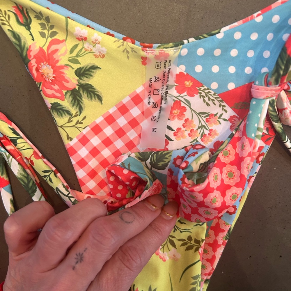 Zara Multicolor Floral Patchwork String Bikini - … - image 3